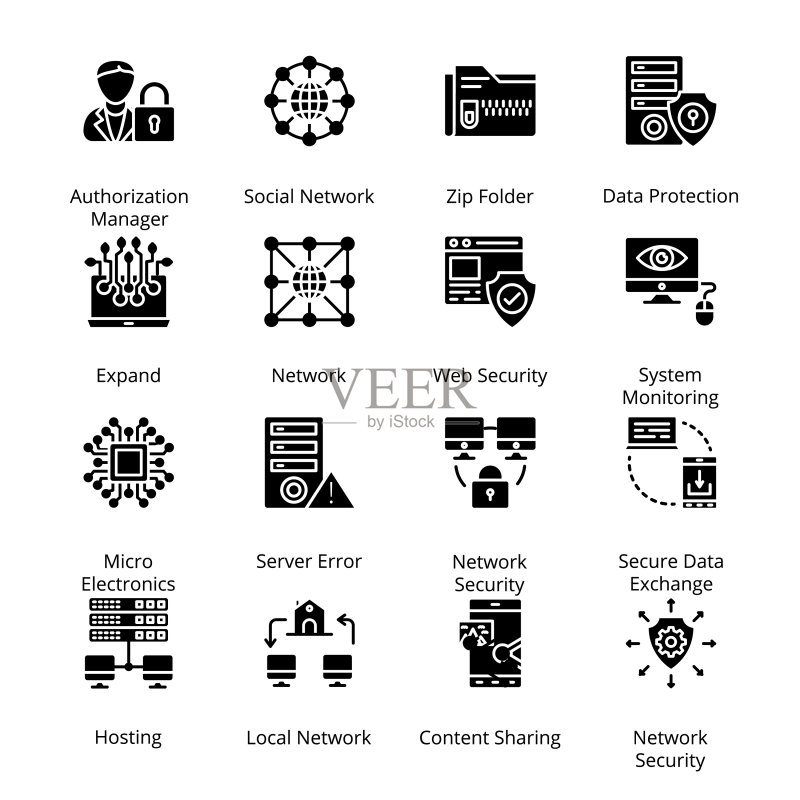 网络与主机托管Glyph图标图标素材