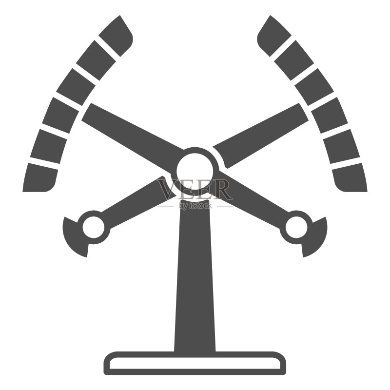 双锤游乐设施实体图标,白色背景上的游乐设施概念,手机概念和网页设计的吸引力摆锤字形图标。矢量图形。图标素材