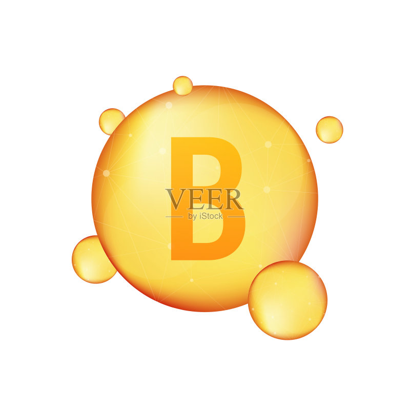 维生素B金色闪亮图标抗坏血酸图标素材