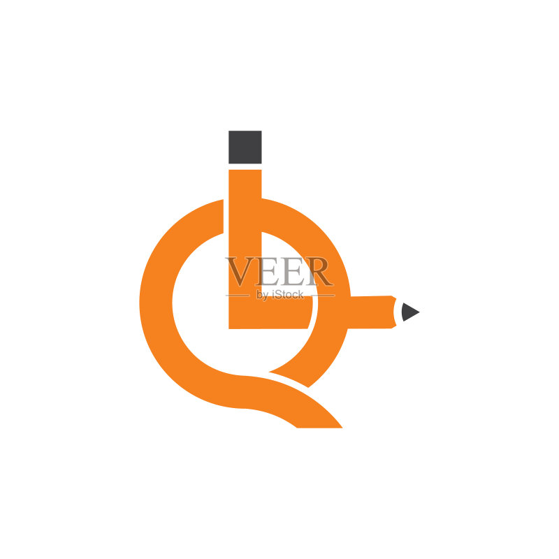 IQ字母铅笔设计logo图标素材