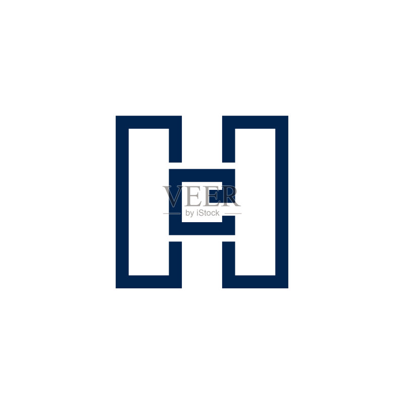 字母HE简约几何线条方块logo图标素材