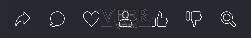 白色轮廓社交媒体图标合集图标素材