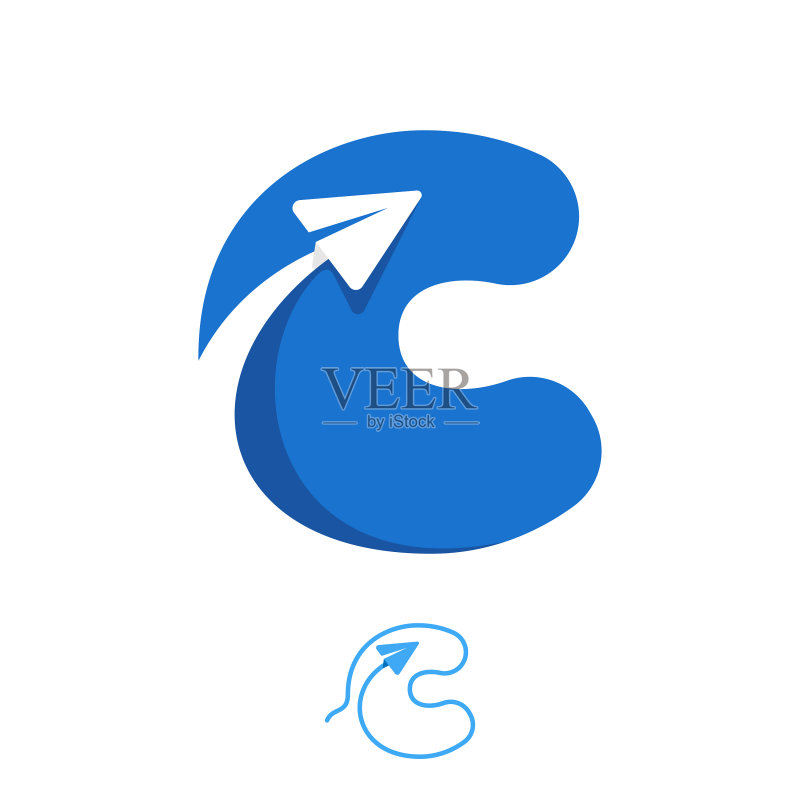 线条和负形构成的字母C logo合集图标素材