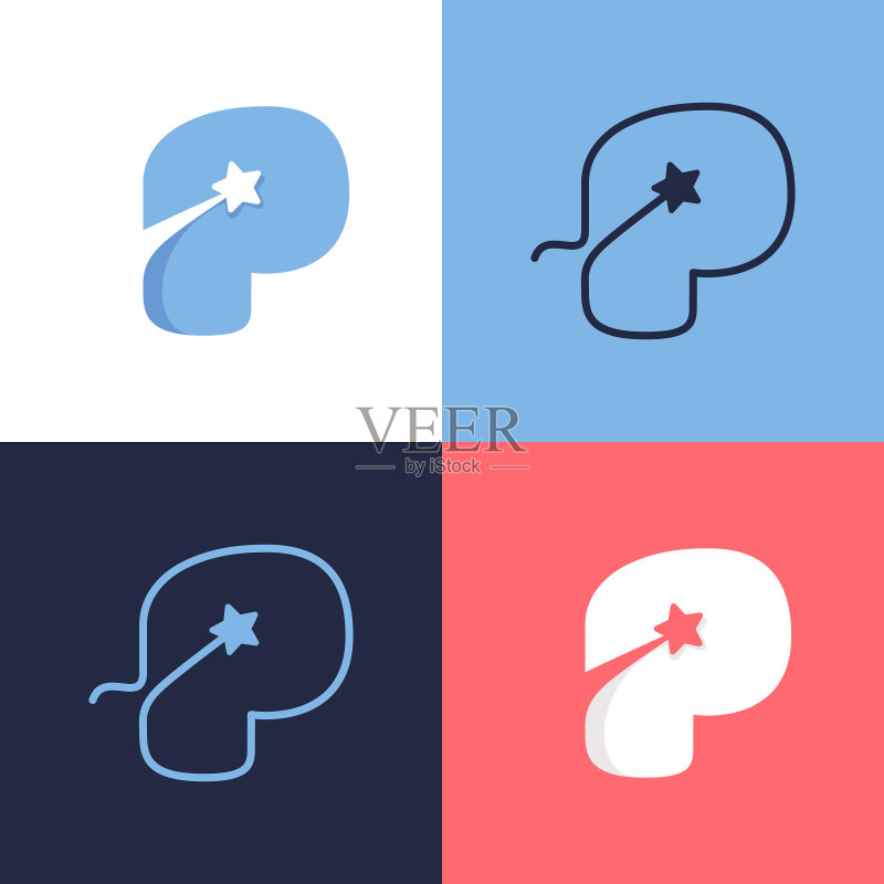 彗星尾巴字母P标志设计图标素材
