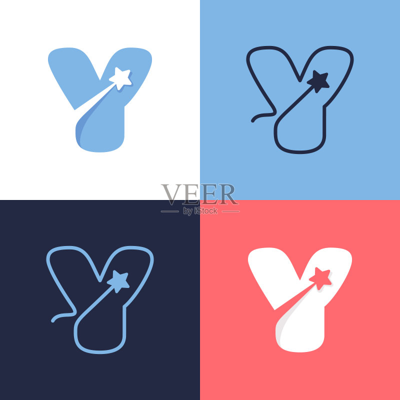 Y字母彗星尾巴Logo图标素材