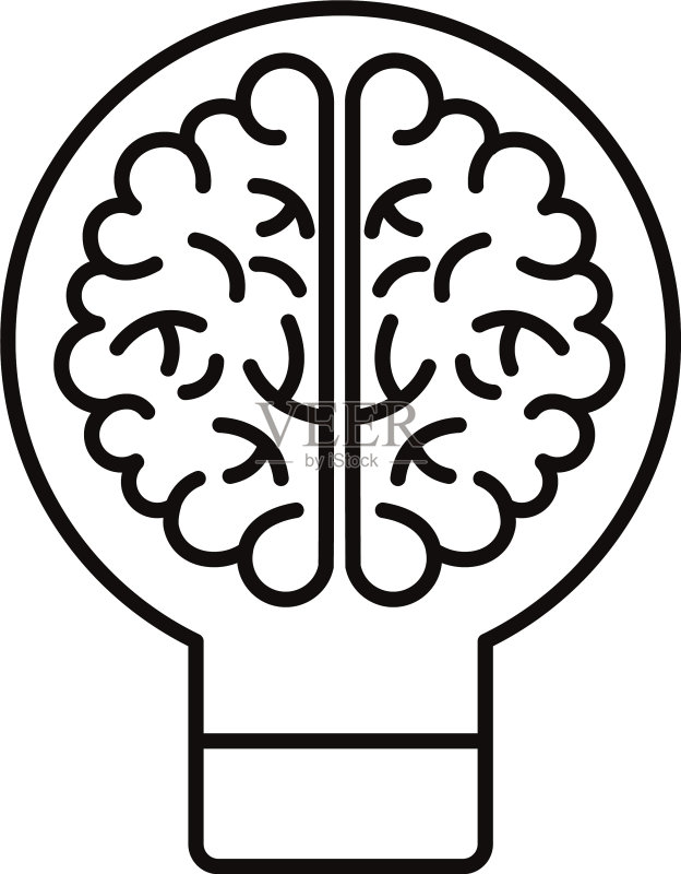 灯泡线条风格人脑图标图标素材