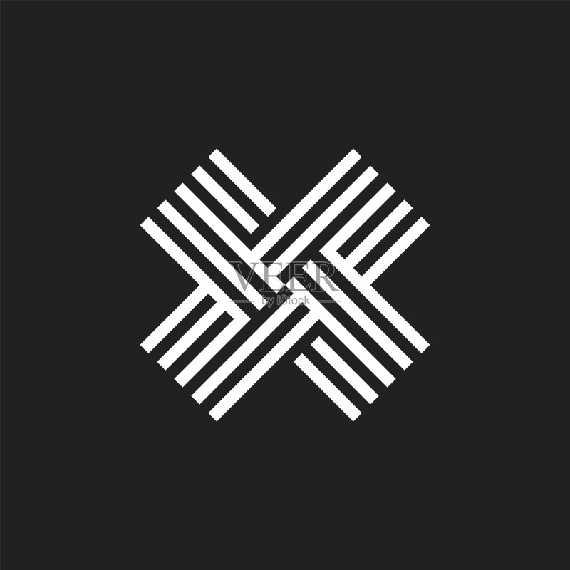 黑白字母X首字母logo图标图标素材