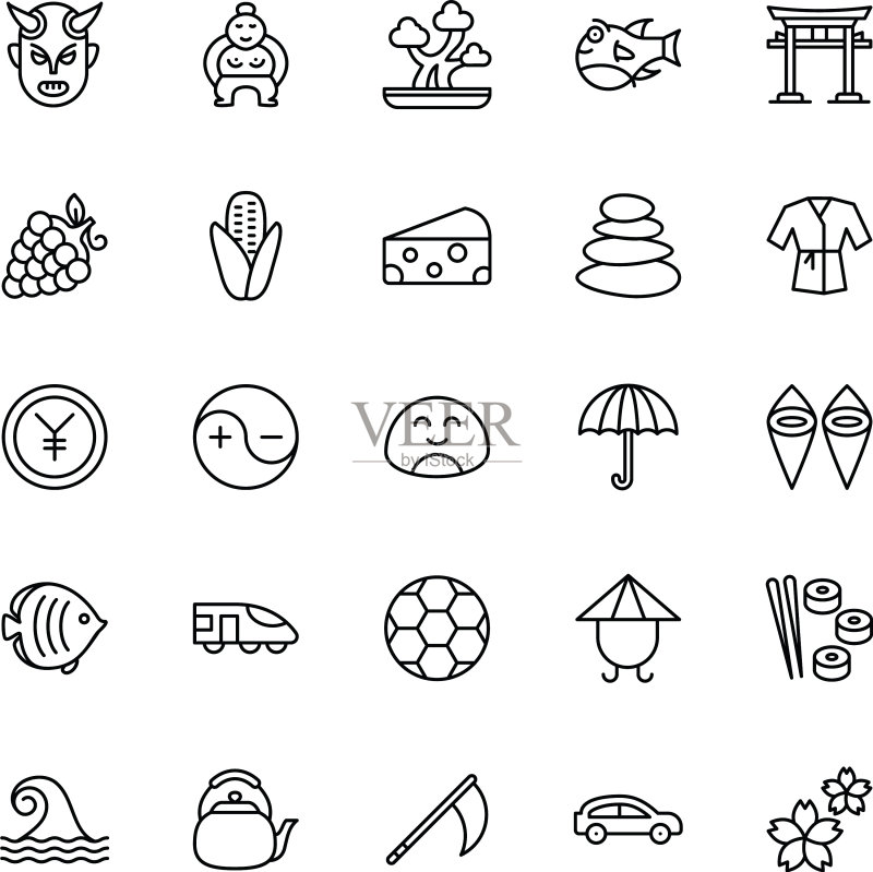 日本象征线条图标图标素材