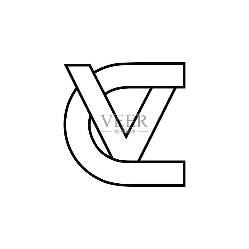 字母CV细线连接标志图标素材