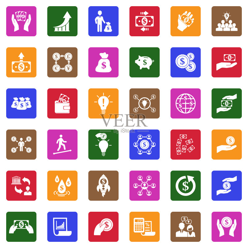 众筹图标:白色扁平设计矢量图图标素材