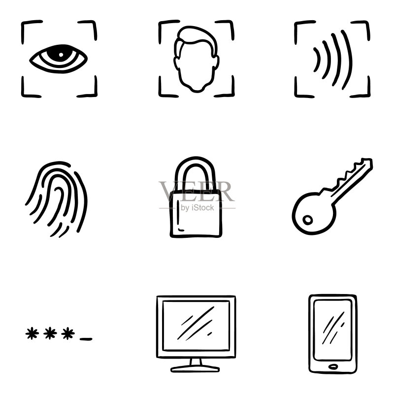 手绘网络安全图标素材图标素材