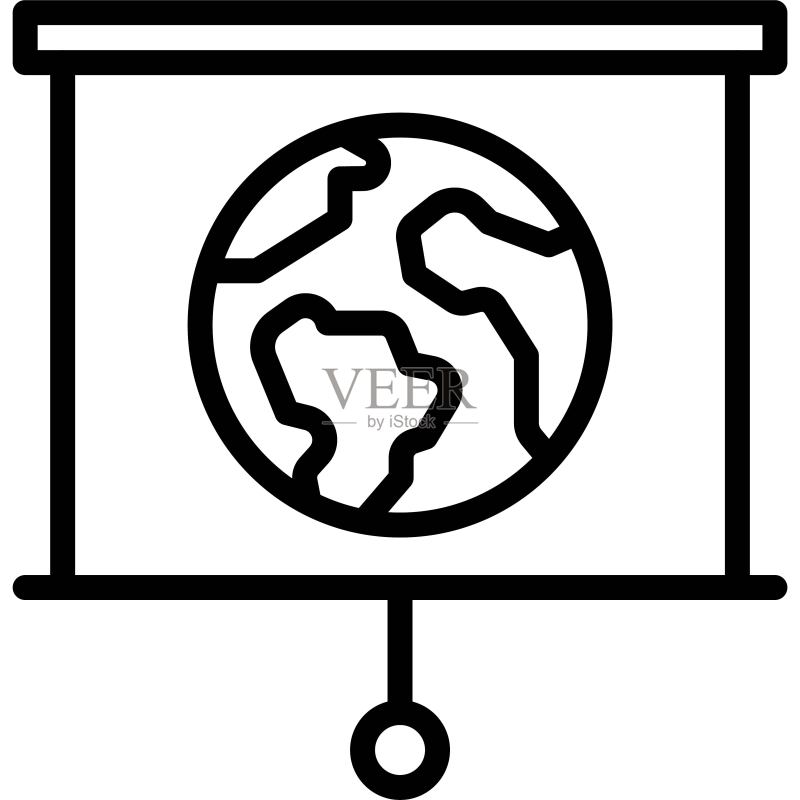 投影屏幕上的地球图片,地球日相关矢量图标素材