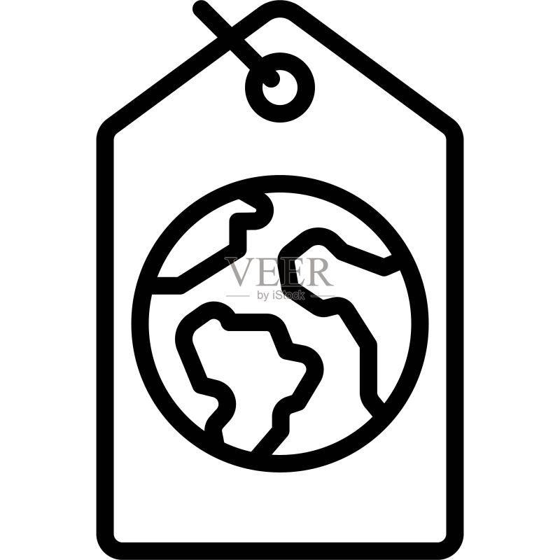 带有地球图案的价格标签,世界地球日相关矢量素材图标素材