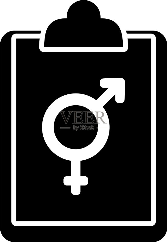 带有女性和男性性别符号的剪贴板图标素材