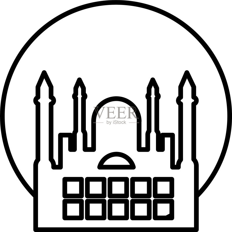 带有土耳其宫殿图标的装饰圆环图标素材
