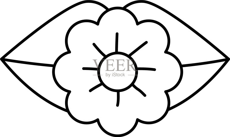 女人嘴巴带花朵女权主义线条图标图标素材