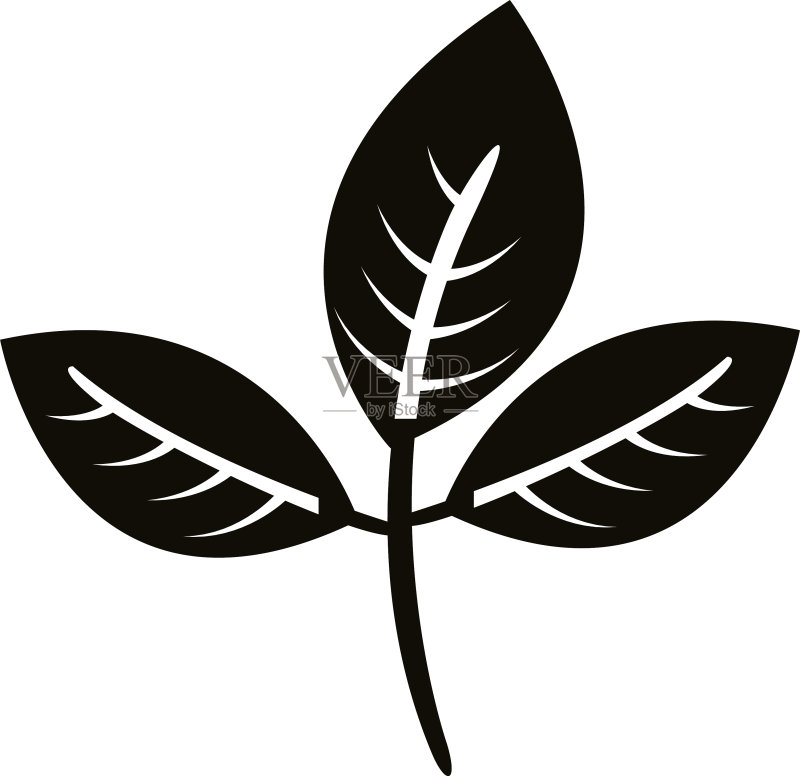 秋季卵形叶子剪影风格图标图标素材
