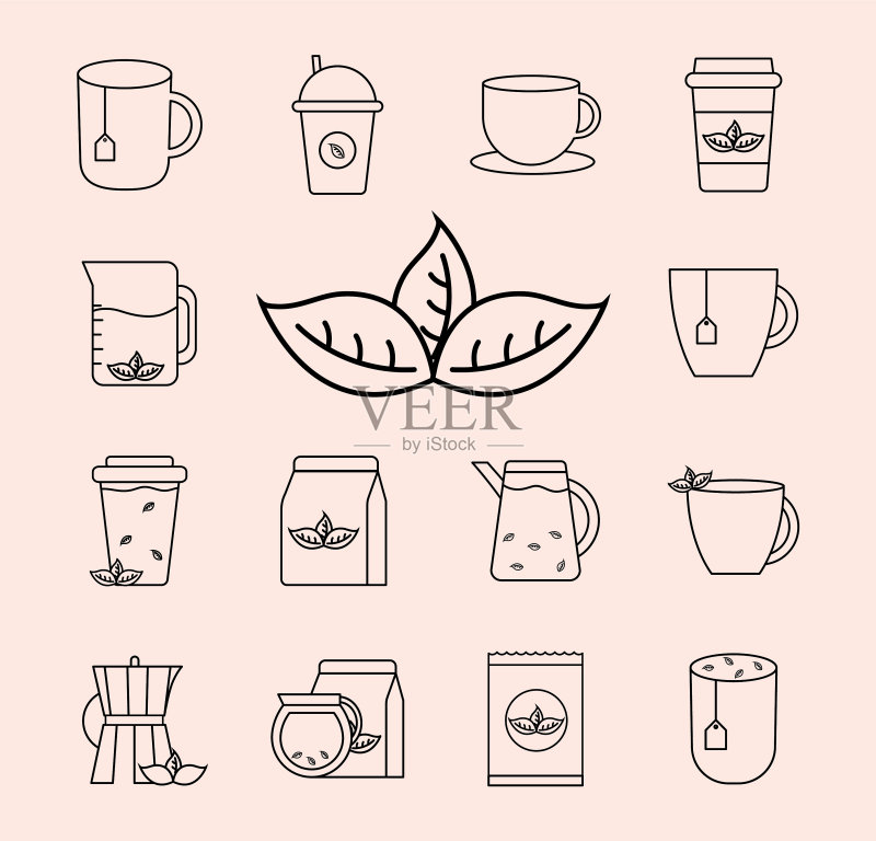 茶线稿风格图标设计图标素材