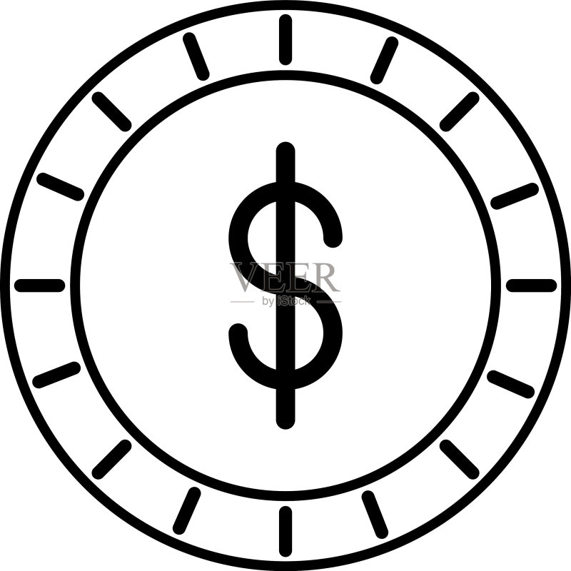 硬币美元线性图标图标素材