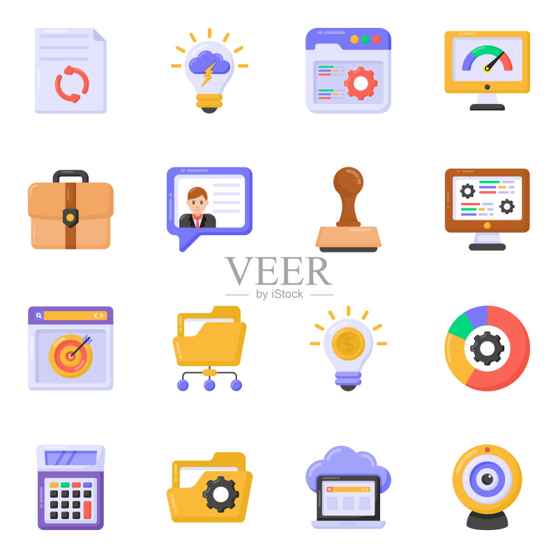 SEO网络扁平图标合集图标素材