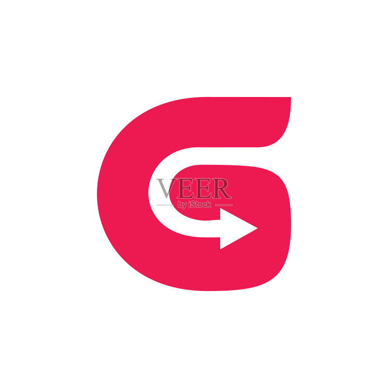 字母G简约曲线箭头logo图标素材