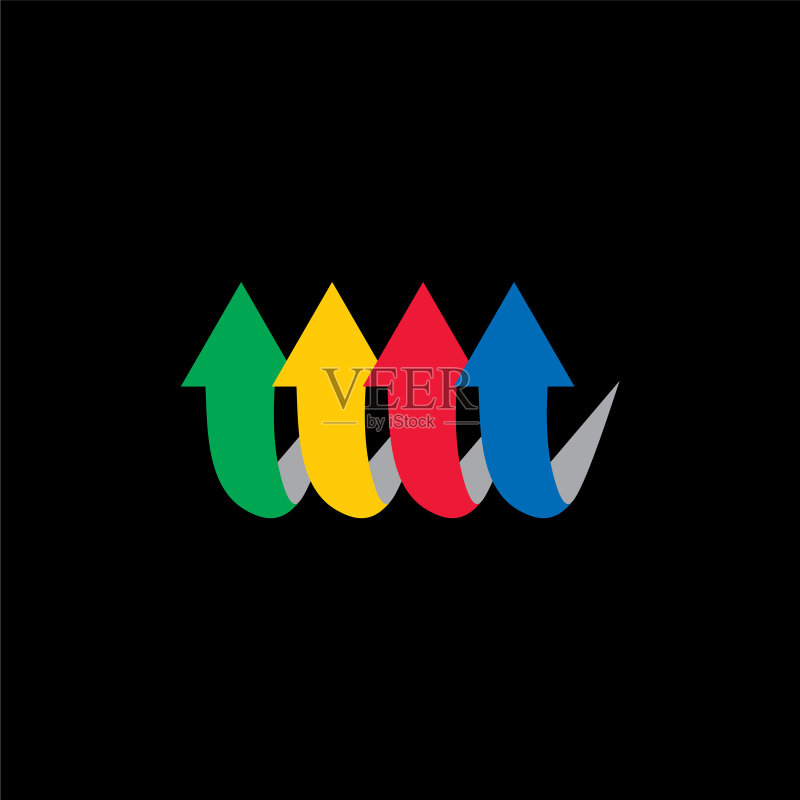 简约3D彩色箭头向上装饰Logo图标素材