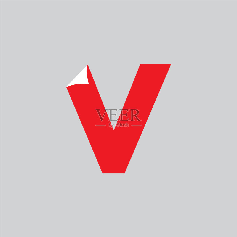 字母V立体扁平风格标志图标素材