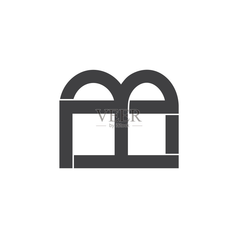 抽象字母M店铺正面建筑设计logo图标素材