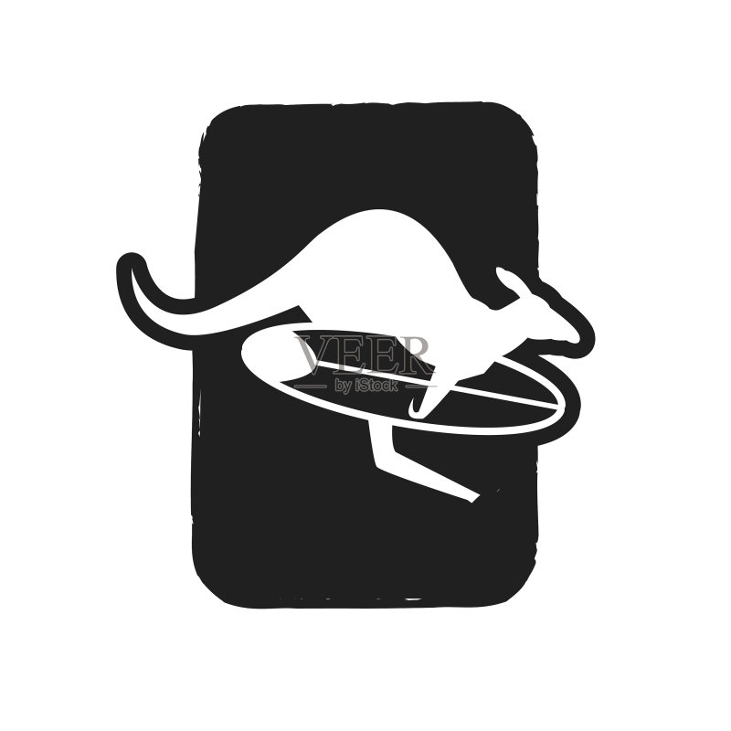 跳跃的瓦拉袋鼠logo设计图标素材