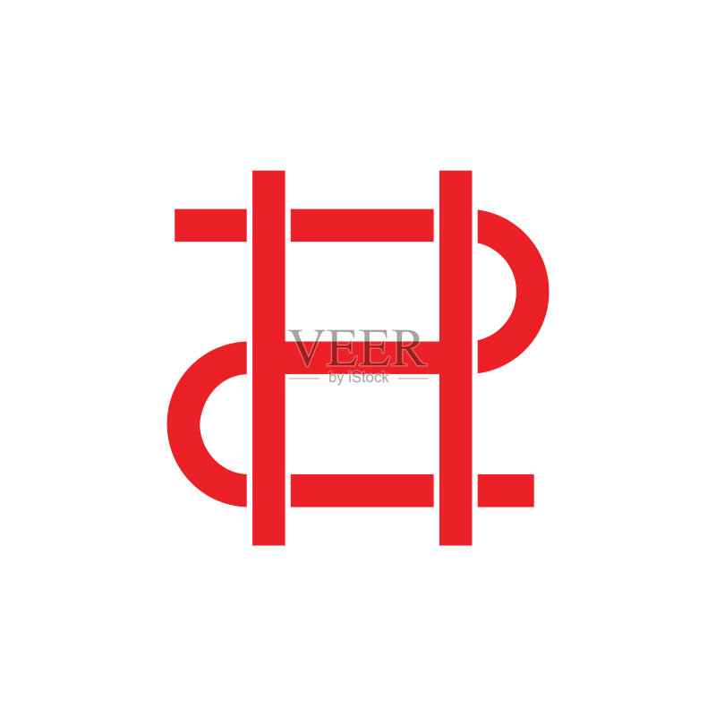 H2字母简约几何标志图标素材