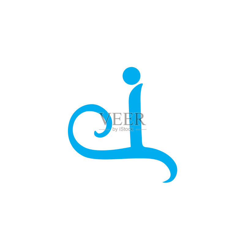 字母J蓝色波浪形logo图标素材