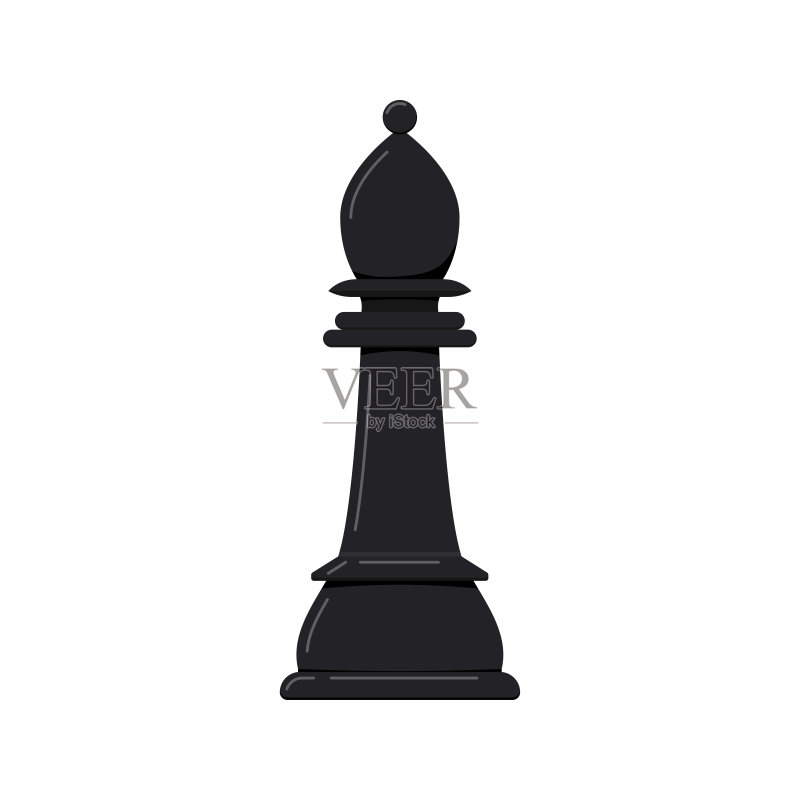 白色背景上的国际象棋主教棋子矢量图标图标素材