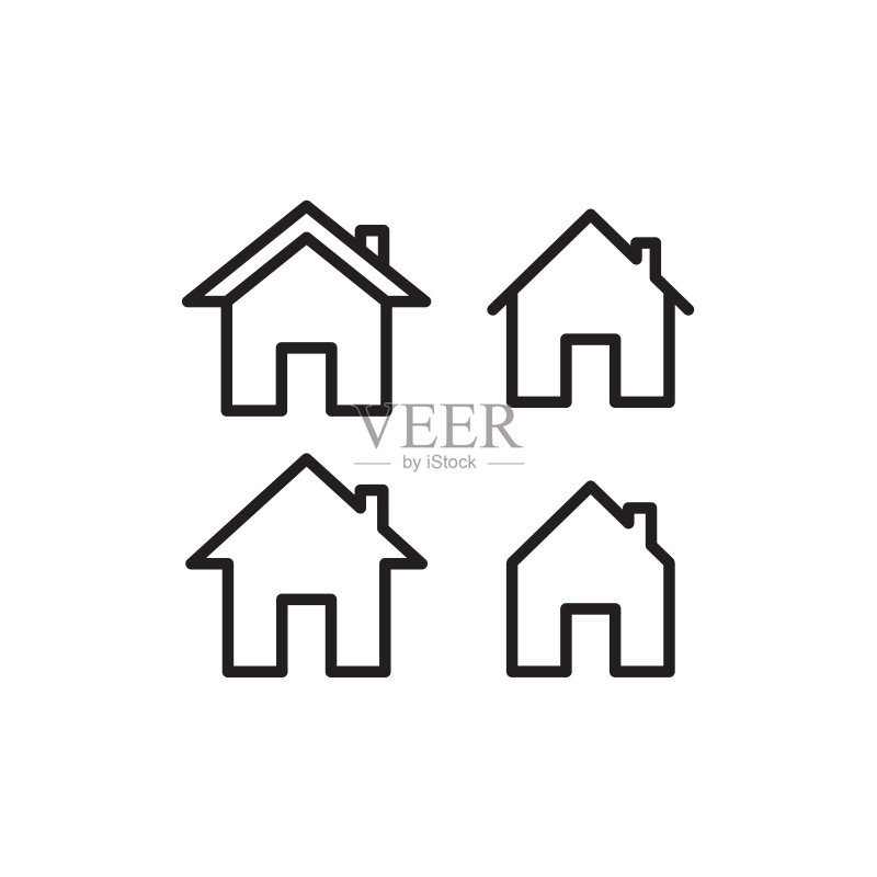 潮流扁平风格房屋图标矢量Logo模板图标素材
