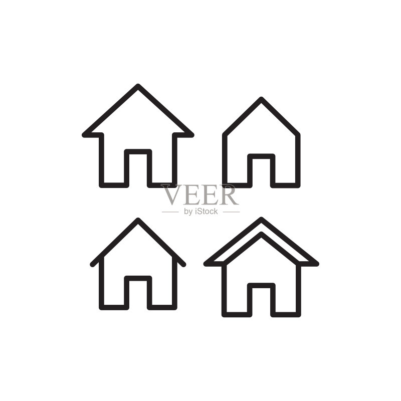潮流扁平风格房屋图标矢量Logo模板图标素材