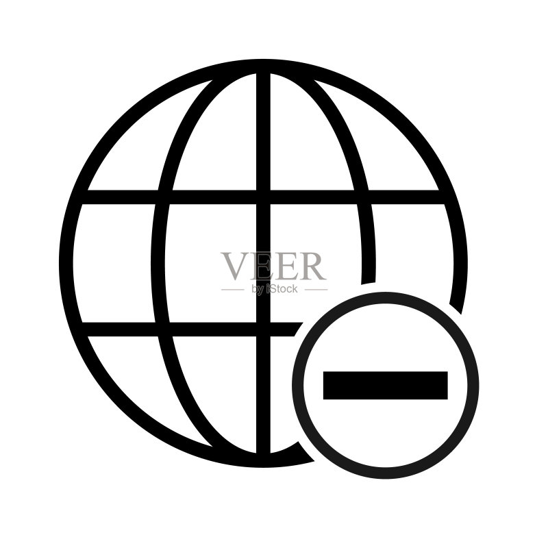 环球网网址标志,互联网地图图标,网站地址地球扁平轮廓符号图标素材