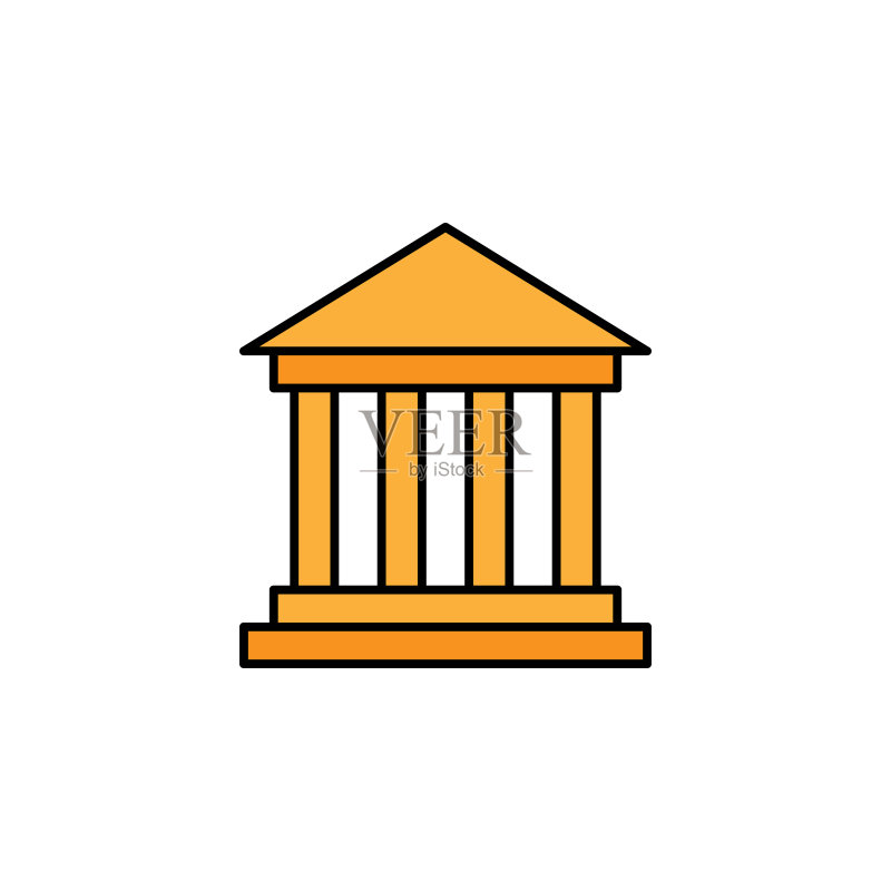 博物馆图标:旅游元素,用于网站、Logo、移动应用、UI、UX图标素材