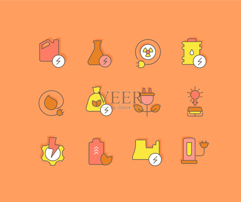 商务电力系列简约线条图标图标素材