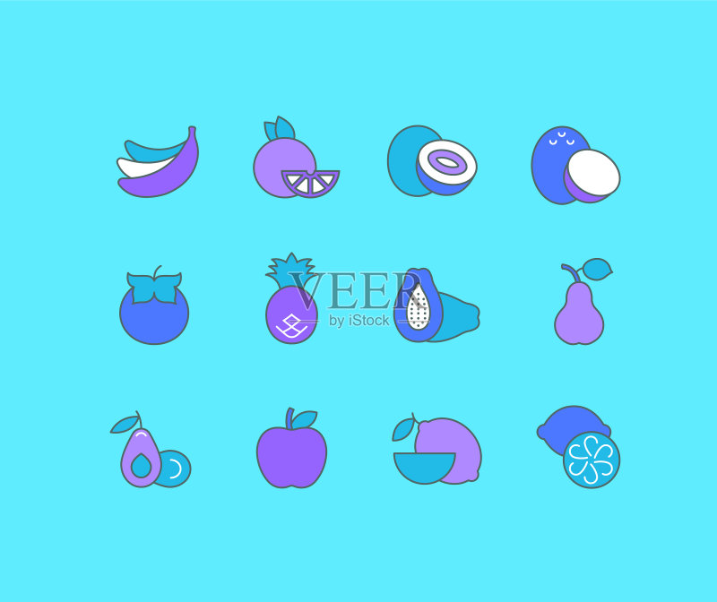 水果简约线条图标图标素材