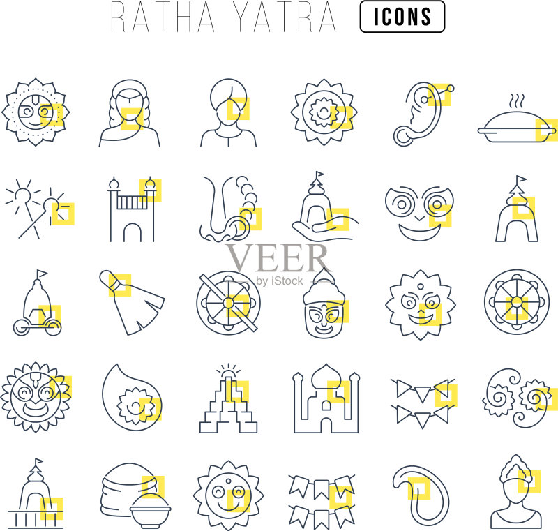 Ratha Yatra线性图标图标素材