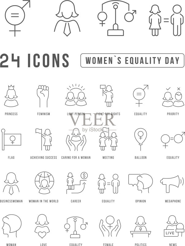 妇女平等日线性图标图标素材