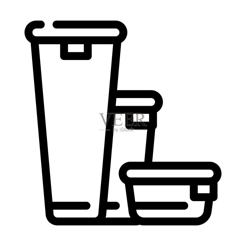 各种高度的饭盒线条图标矢量插画图标素材
