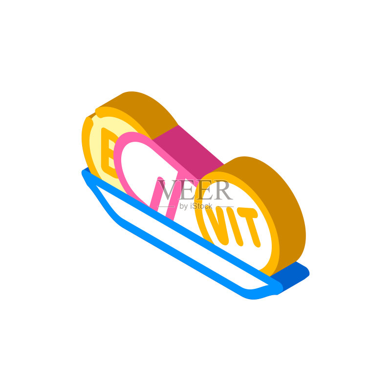 维生素饮食等距图标矢量彩色插画图标素材