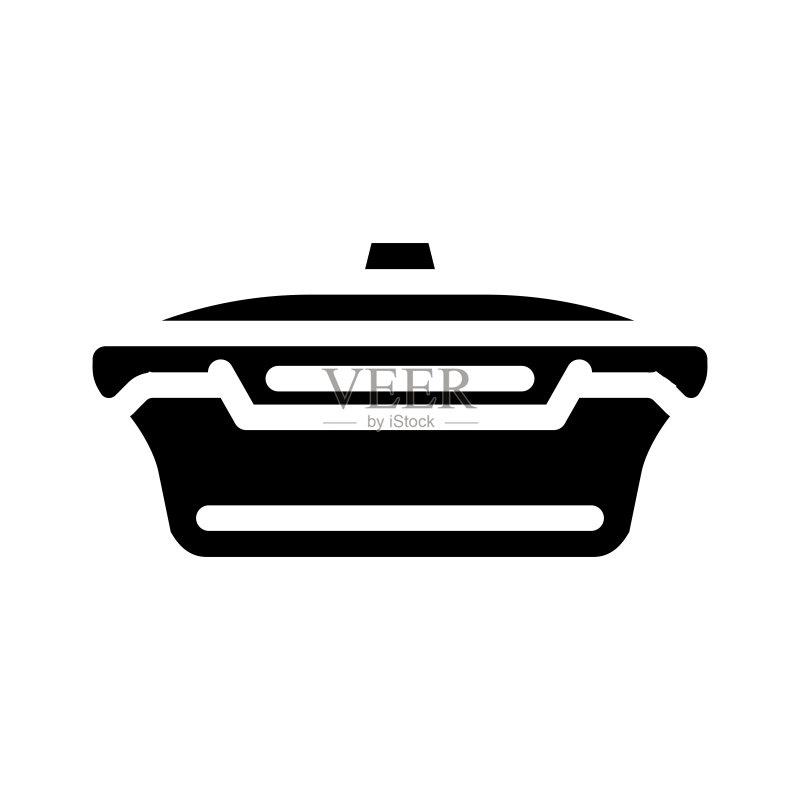 黑色真空饭盒字形图标矢量图图标素材