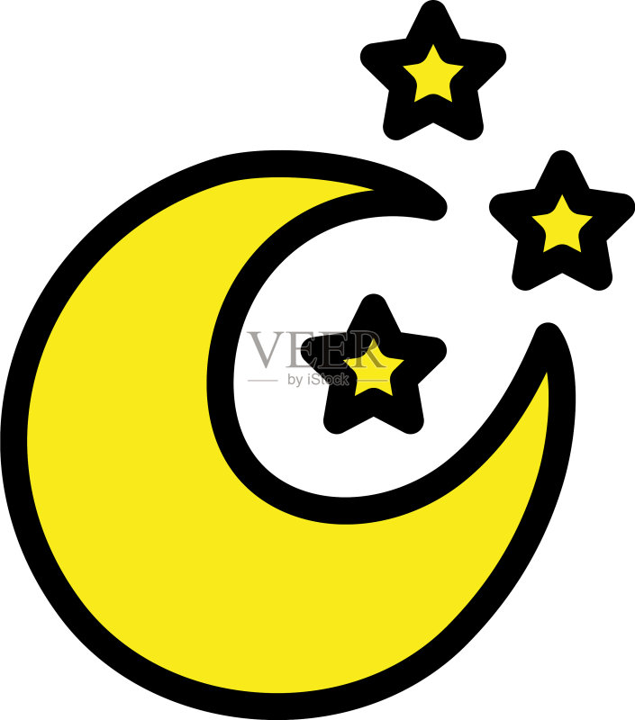 波普艺术风格的月亮和星星图标图标素材