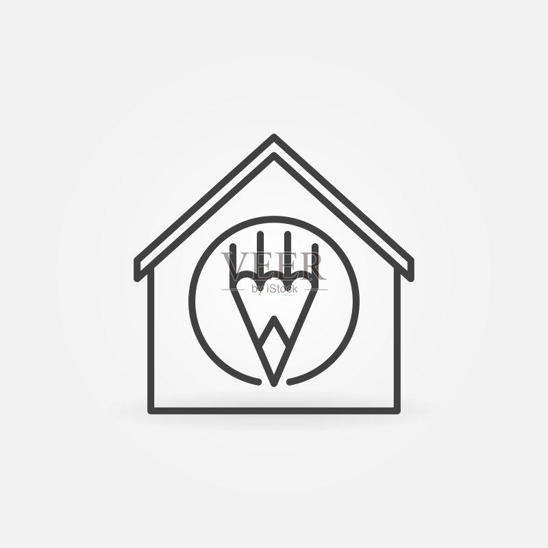 带有铅笔符号的房屋线条图标图标素材