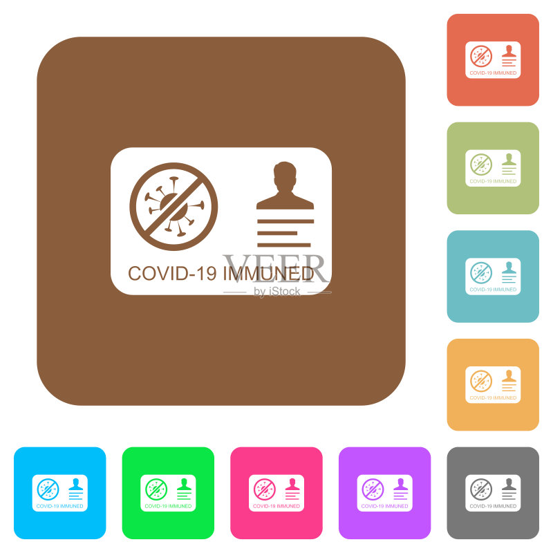 Covid 19免疫圆形方形扁平图标图标素材