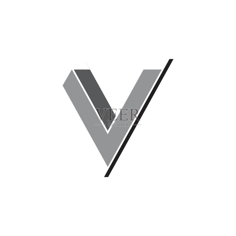 字母V 3D符号Logo图标素材