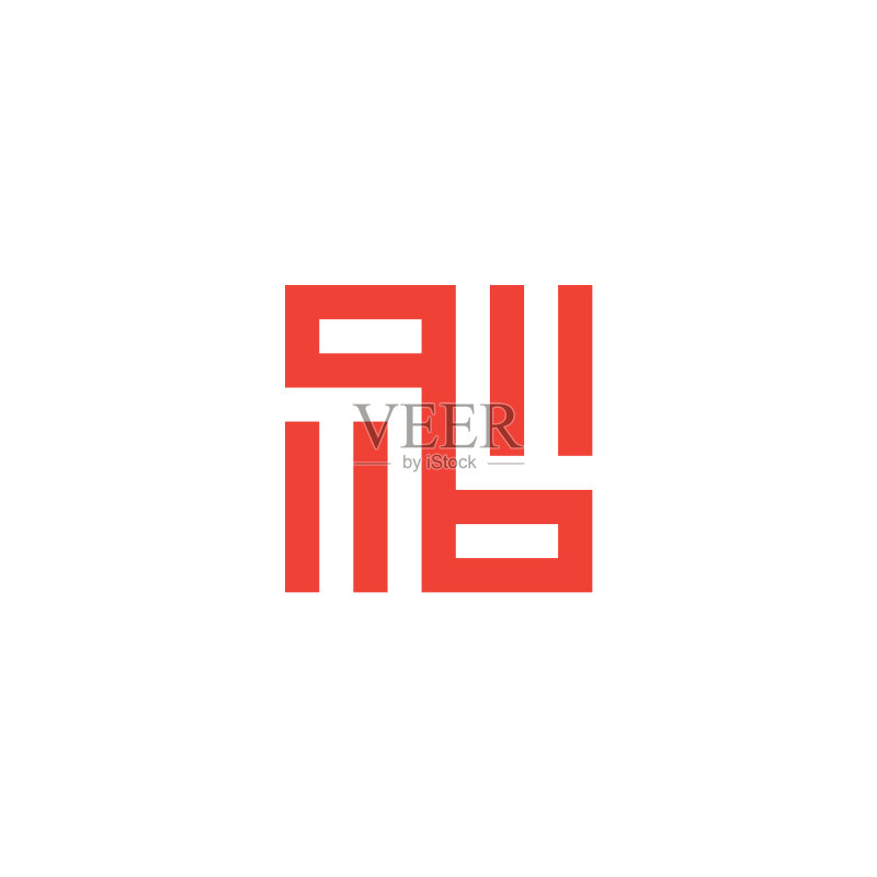 字母QB简约几何线条方形logo图标素材