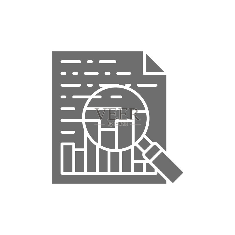 图表数据统计放大镜灰色图标图标素材