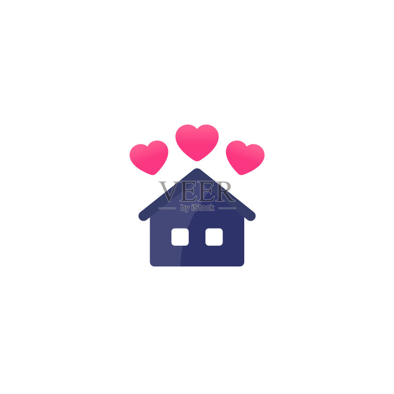 带爱心的房屋Logo图标素材
